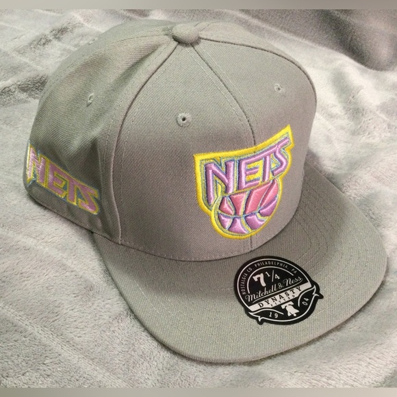 Mitchell & Ness Other - Mitchell & Ness New Jersey Nets Gray and Pink Fitted Hat